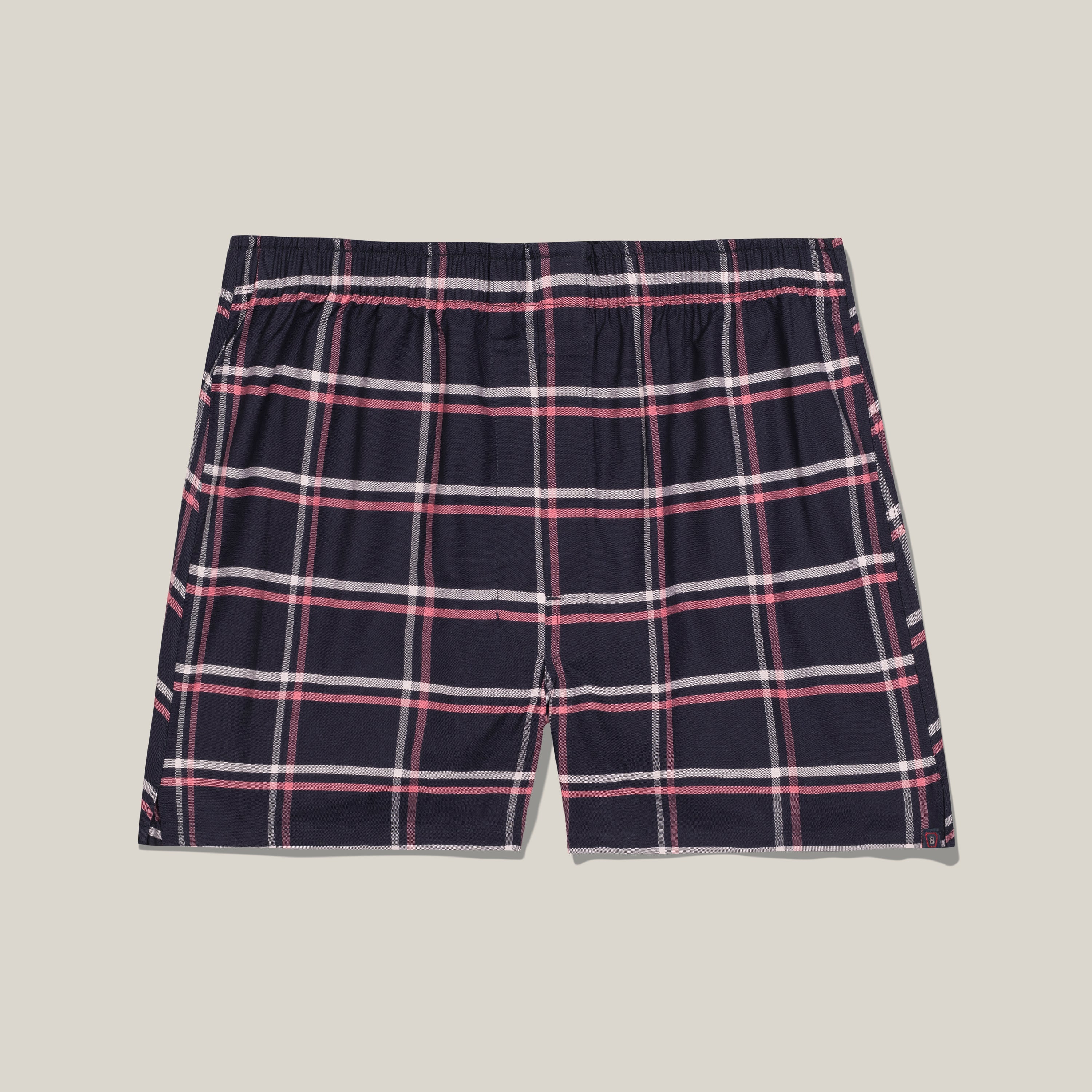 Classic Fit Boxer Navy and Pink Plaid
