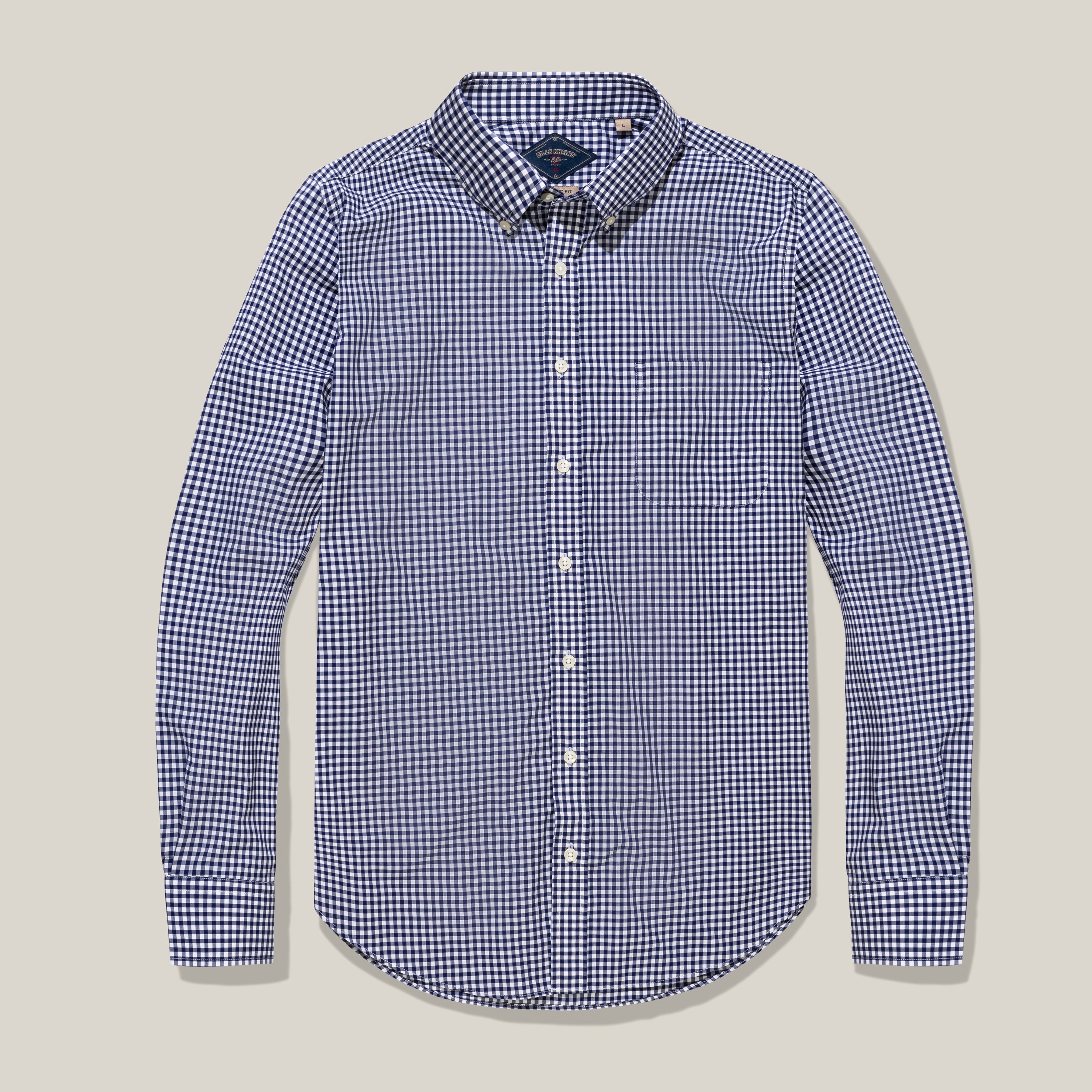 Classic Fit Shirt Navy and White Gingham Oxford